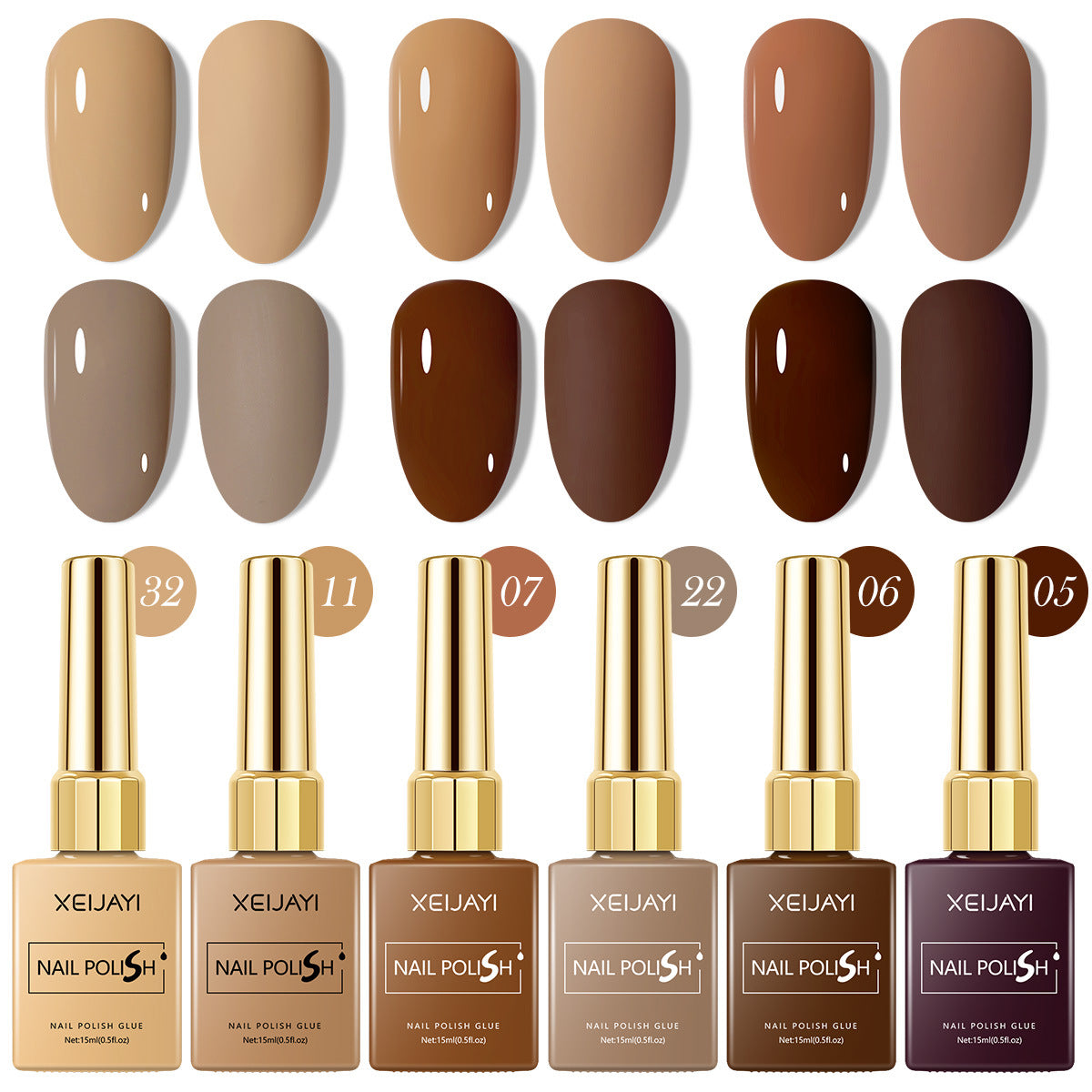 6 Colors Brown Series Gel Nail Polish
