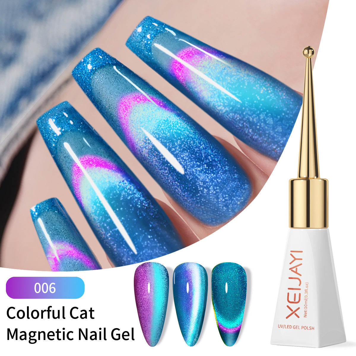 Double Light Cat's Eye Nail Polish Purple Red Green Blue Brown Pink Autumn and Winter Colors Salon Gel Manicure Diy At Home Nail Art Gift For Women Girl(10ml/0.3fl.oz)