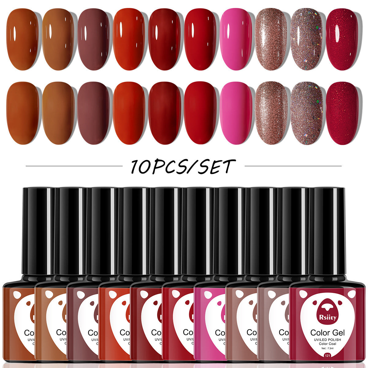 Christmas 10 Colors Nail Gel Polish Set Popular Nude Red Green Gold Silver Glitter Nail Polish Salon Gel Manicure Diy At Home Nail Art 7.3ml*10colors/set