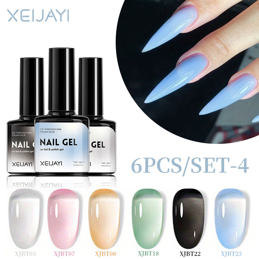 XEIJAYI 24Colors Jelly Nail Gel Polish Nude Color Soak Off UV Gel Polish 7.3ml*6pcs/set