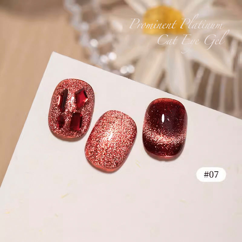 Giltter Cat's Eye Nail Gel Polish Soak Off UV Gel Polish Silver Red Black Gold Pink 8Colors Salon Gel Manicure Diy At Home Nail Art 10ml/pcs