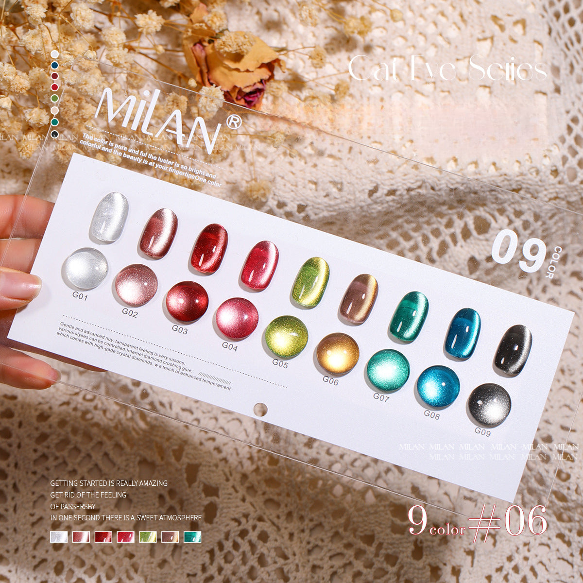 MILAN 10 Colors Cat's Eye Gel Nail Polish Kit 15ml/pcs (with Display Board)