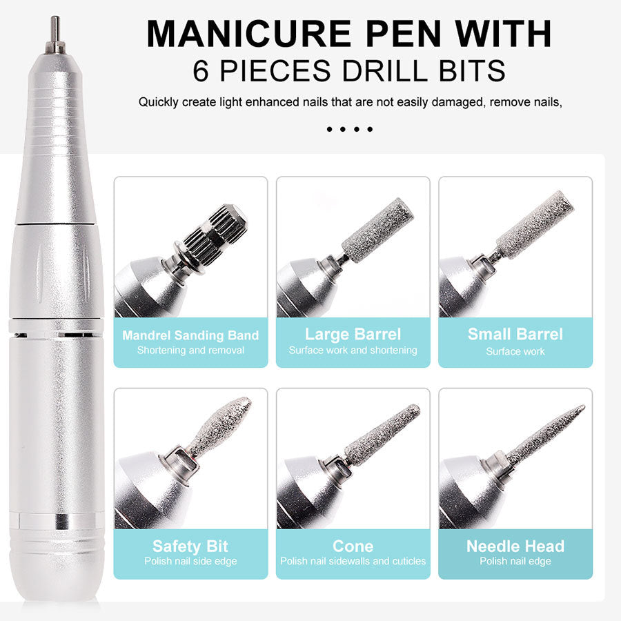 45000 RPM Portable Electric Nail Polisher with Bits LED Display