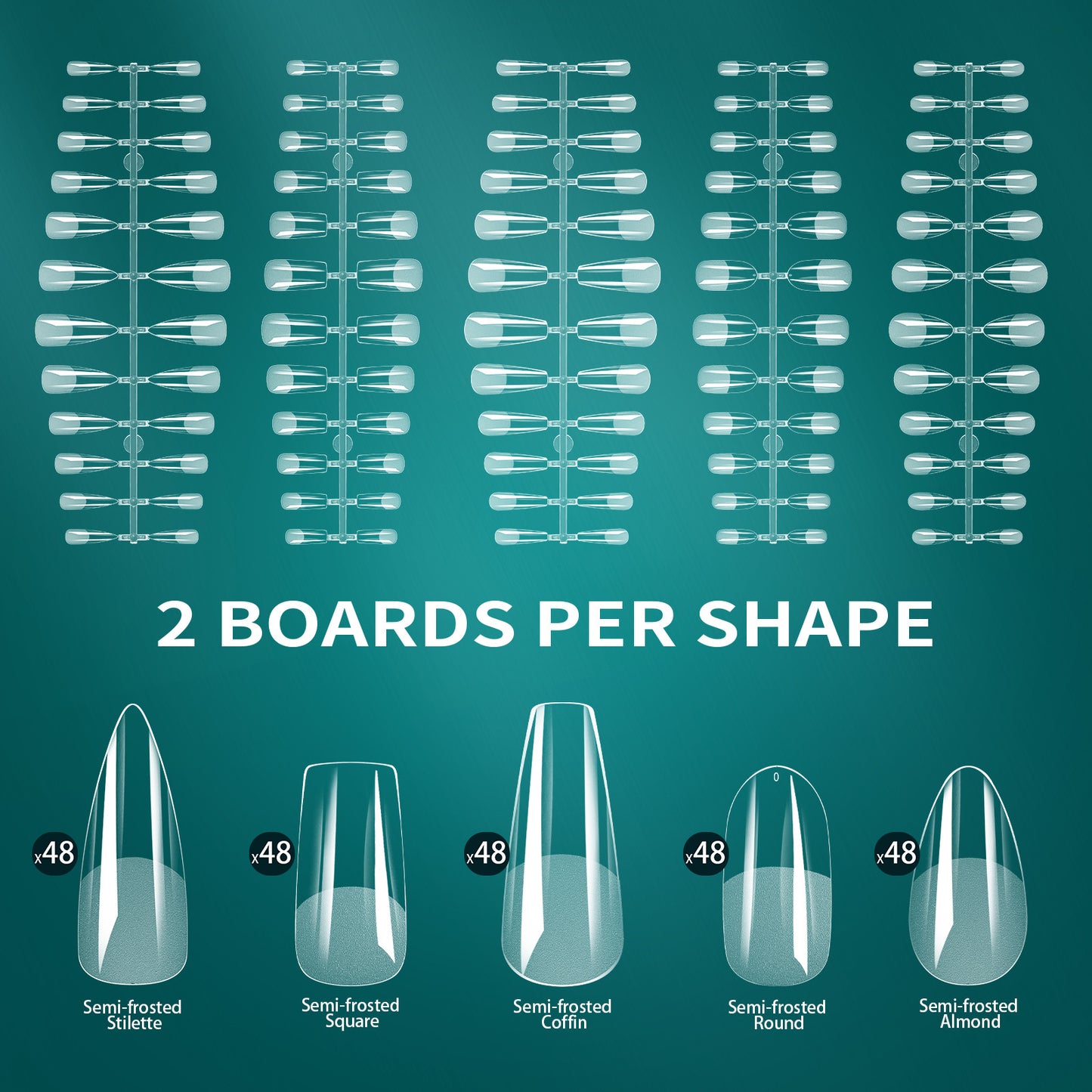 5 shapes in 1 Nail extension tips, ultra-thin nail tips 240pcs