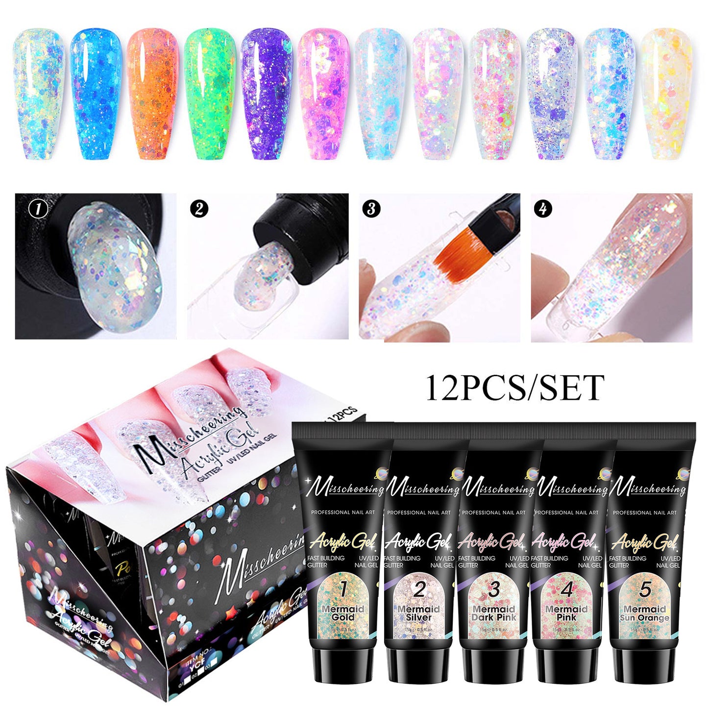 Misscheering Glitter Poly gel 12 Color 15g