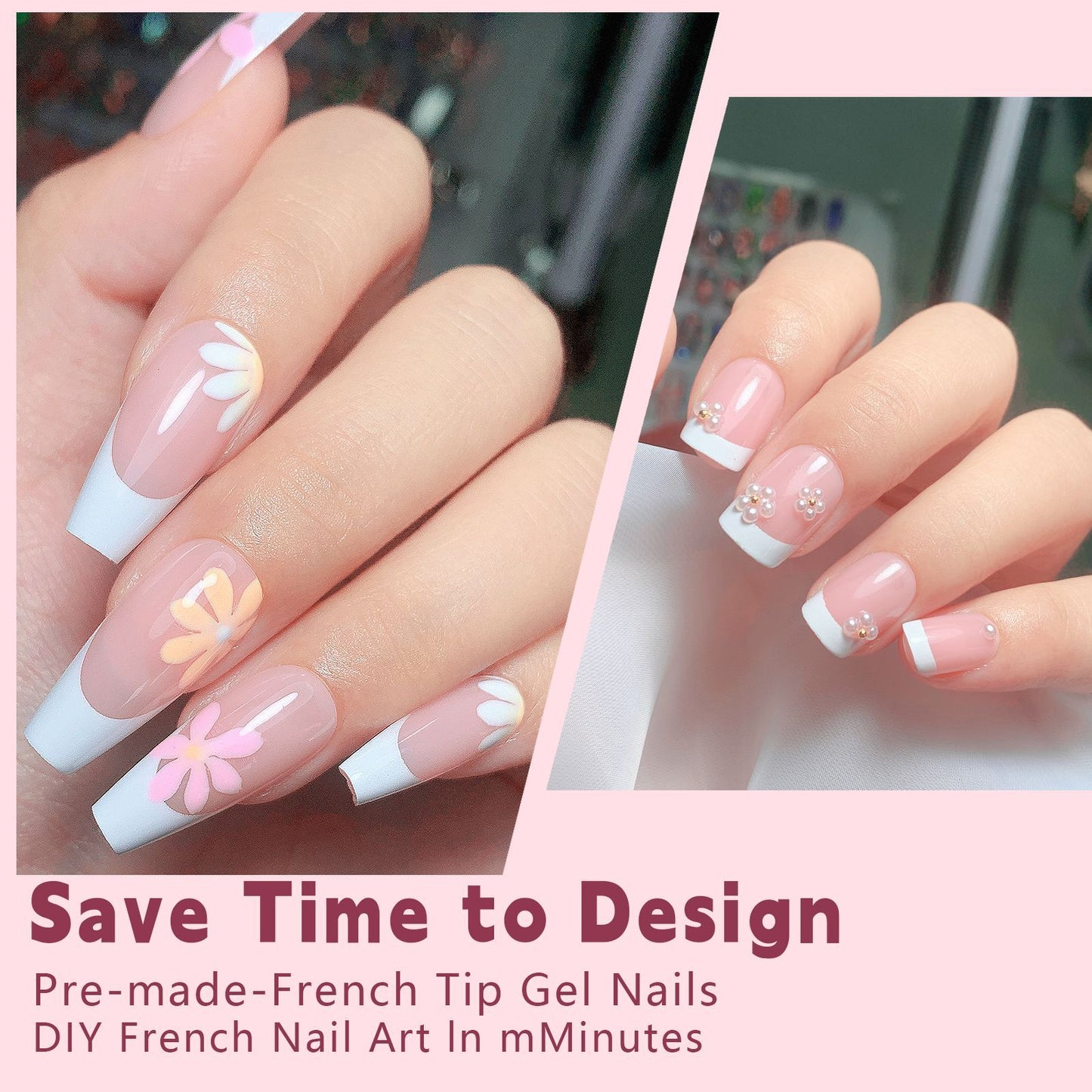 Medium French Tip Press On Nails In 150PCS