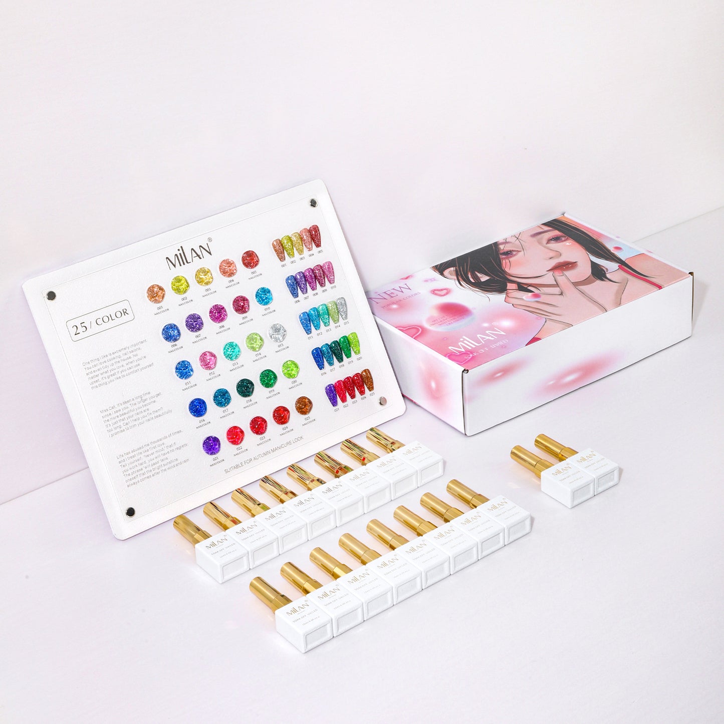 MILAN 25 Colors Candy Diamond Gel Nail Polish Kit 15ml/pcs