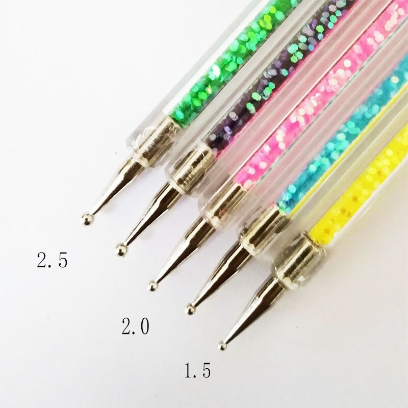 5Pcs/Set 2 in 1 Double Head Nail Art Dotting Pen Liner Brushes