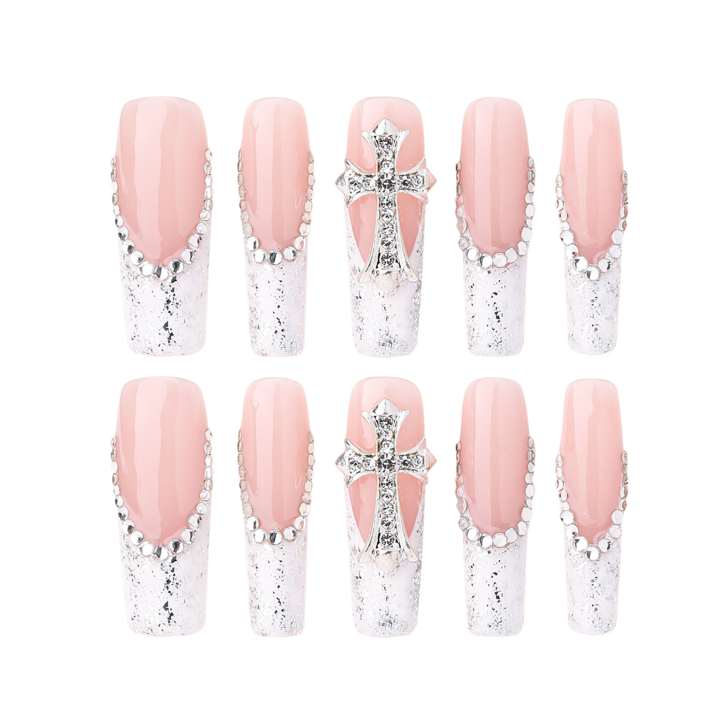 Coffin-Long Nail-French Nail-3D Art (10pcs) OMGXX36001