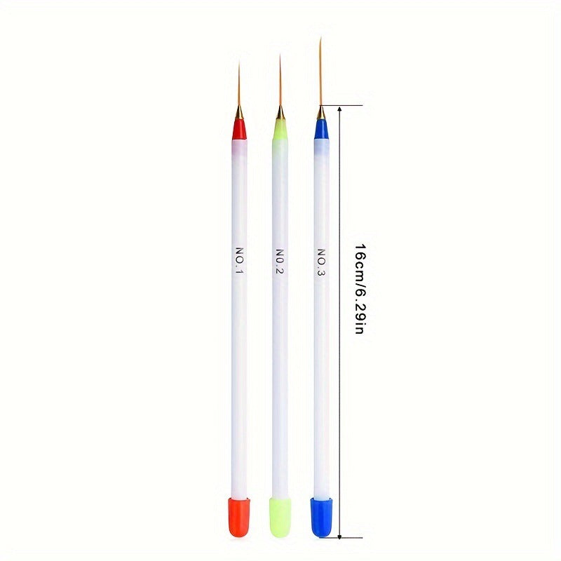 3pcs/set Professional Fine Drawing Striping Liner Gel UV Manicure Tool