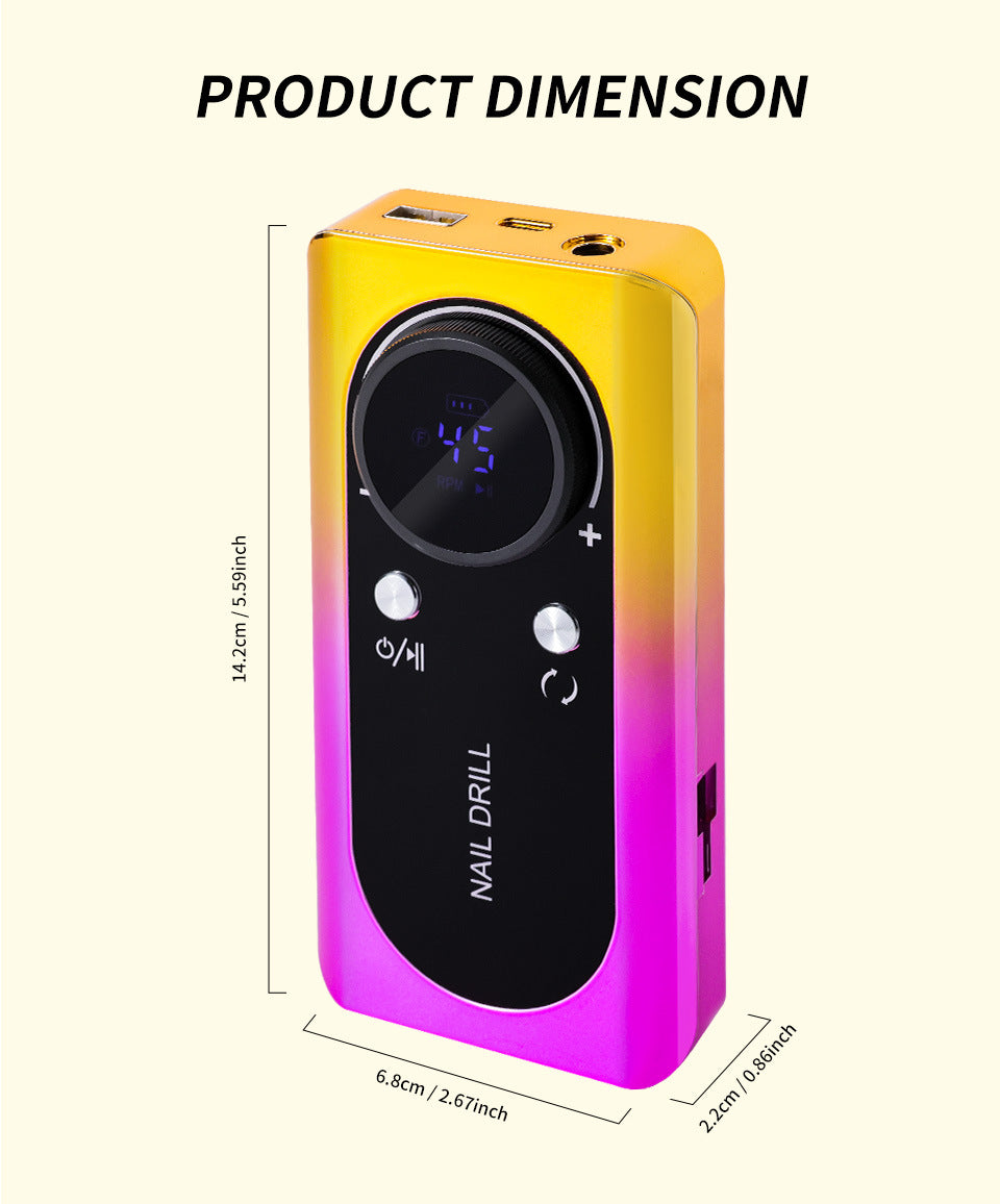 45000RPM Gradient Color Nail Drill Kit with 12 Drill Nails