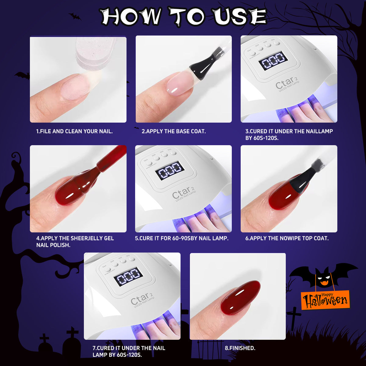 XEIJAYI Halloween UV Gel Polish Set Of 6 Colors Pumpkin Brown Red Pink Orange Black Silver Gola Glitter Nail Polish Salon Gel Manicure Diy At Home Nail Art Gift For Women And Girl 15ml/pcs*6colors