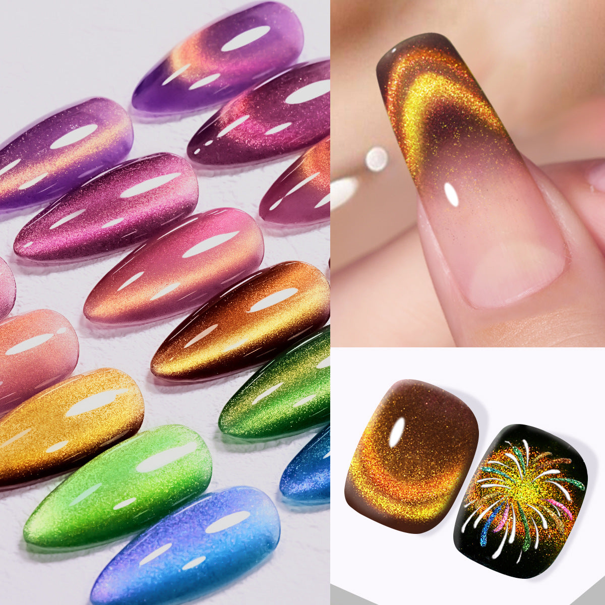 Double Light Cat's Eye Nail Polish Purple Red Green Blue Brown Pink Autumn and Winter Colors Salon Gel Manicure Diy At Home Nail Art Gift For Women Girl(10ml/0.3fl.oz)