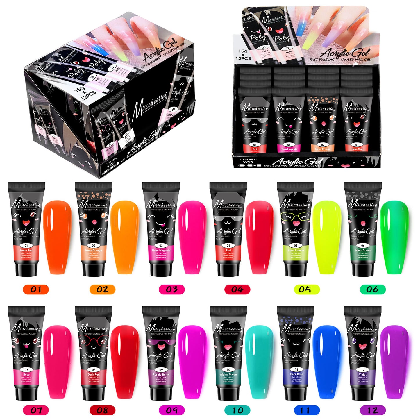 Misscheering Glitter Poly gel 12 Color 15g