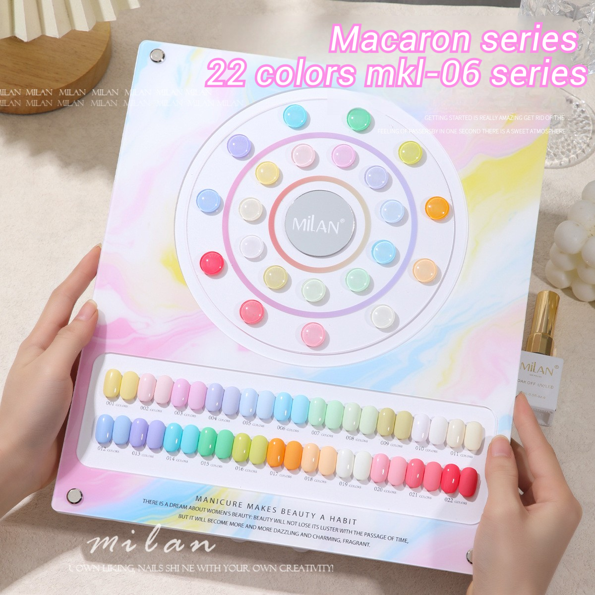 MILAN 22 Colors Macaron Gel Nail Polish Kit 15ml/pcs (with Display Board)