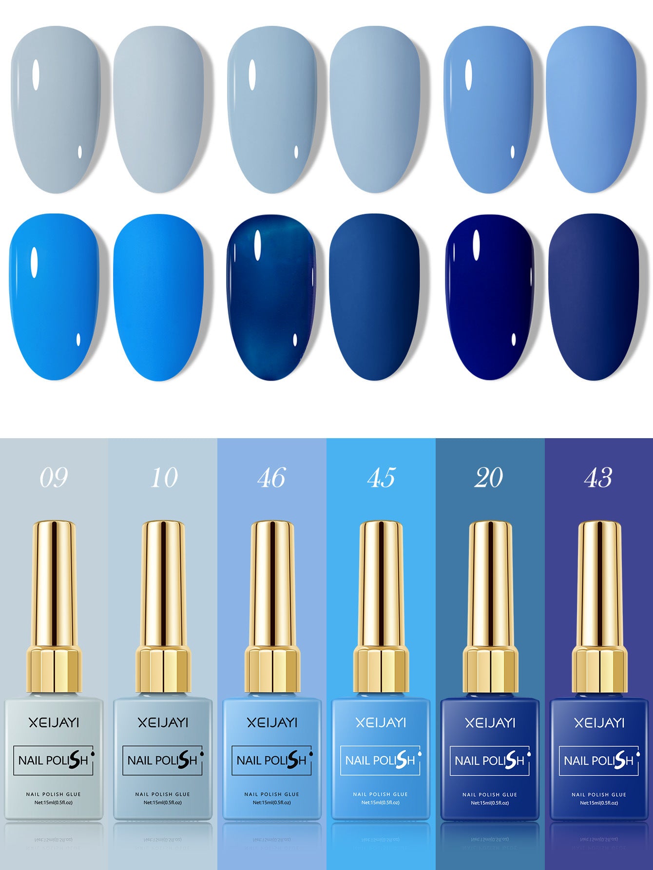6 Colors Blue Series Gel Nail Polish