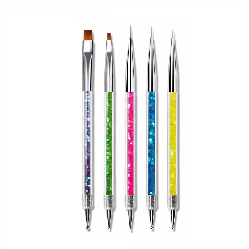 5Pcs/Set 2 in 1 Double Head Nail Art Dotting Pen Liner Brushes