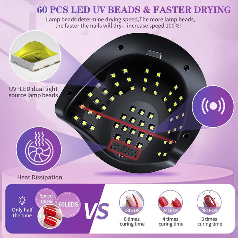 Powerful 60 LEDs LED Nail Lamp with LCD Display And 4 Timers Setting