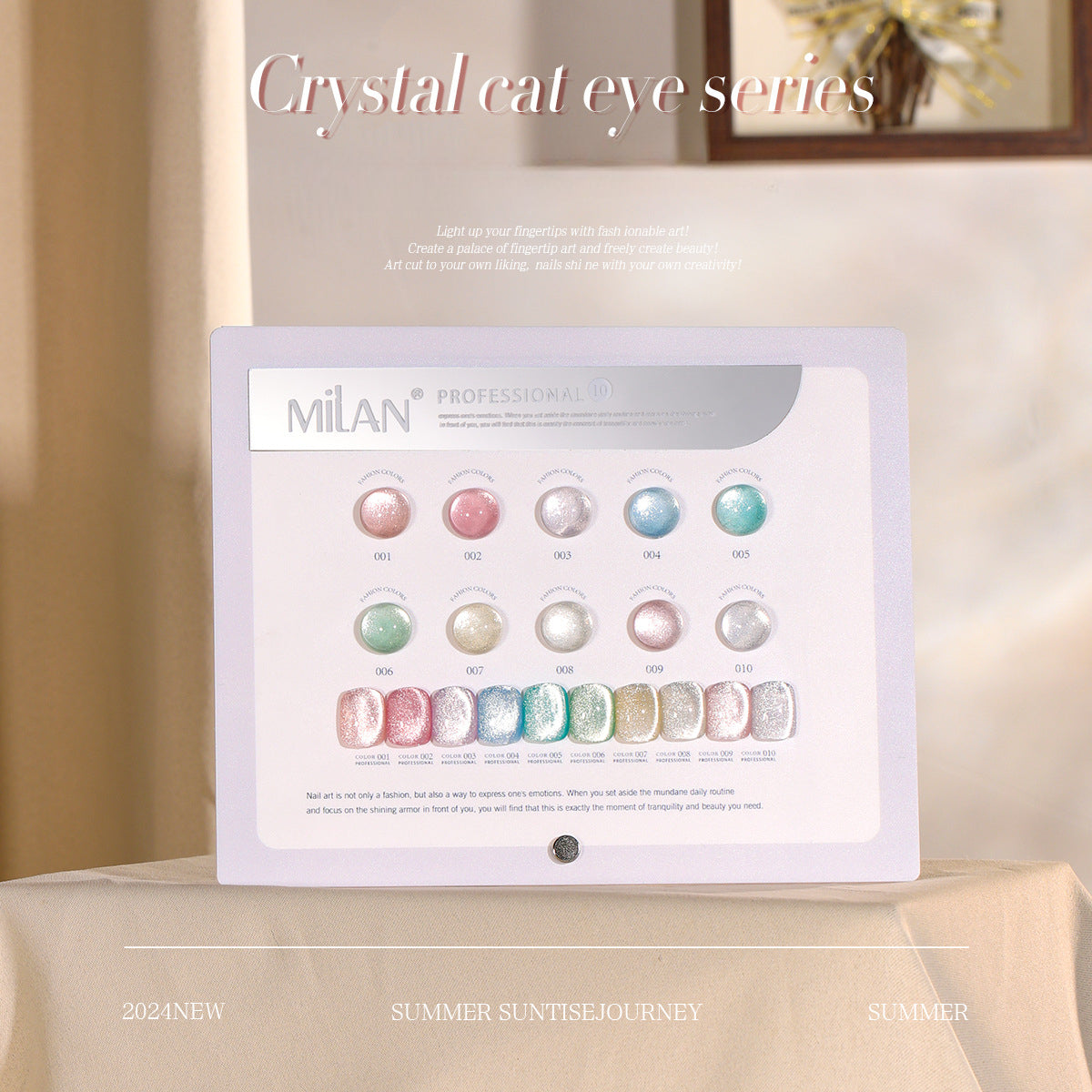 MILAN 10 Colors Cat's Eye Gel Nail Polish Kit 15ml/pcs (with Display Board)
