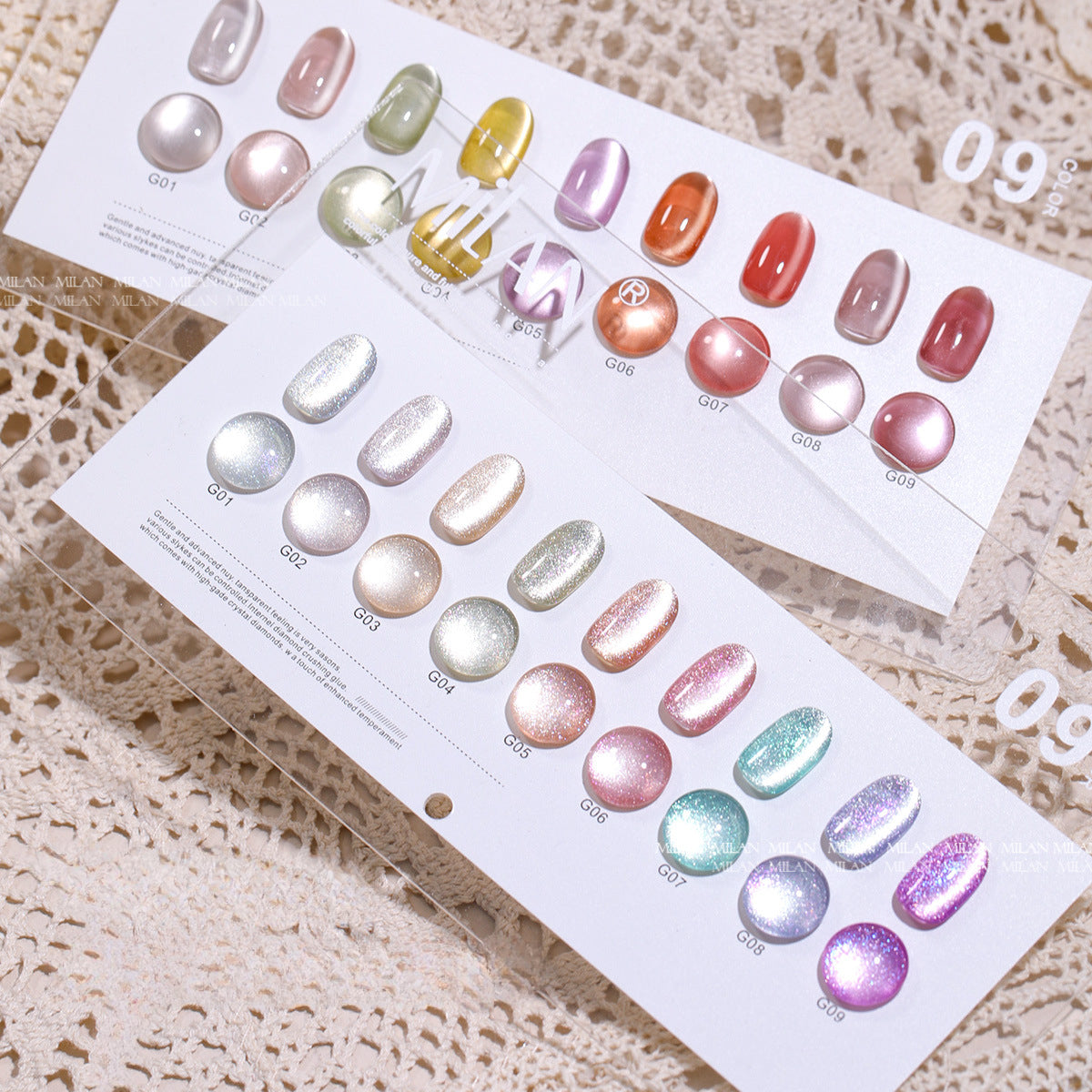 MILAN 10 Colors Cat's Eye Gel Nail Polish Kit 15ml/pcs (with Display Board)