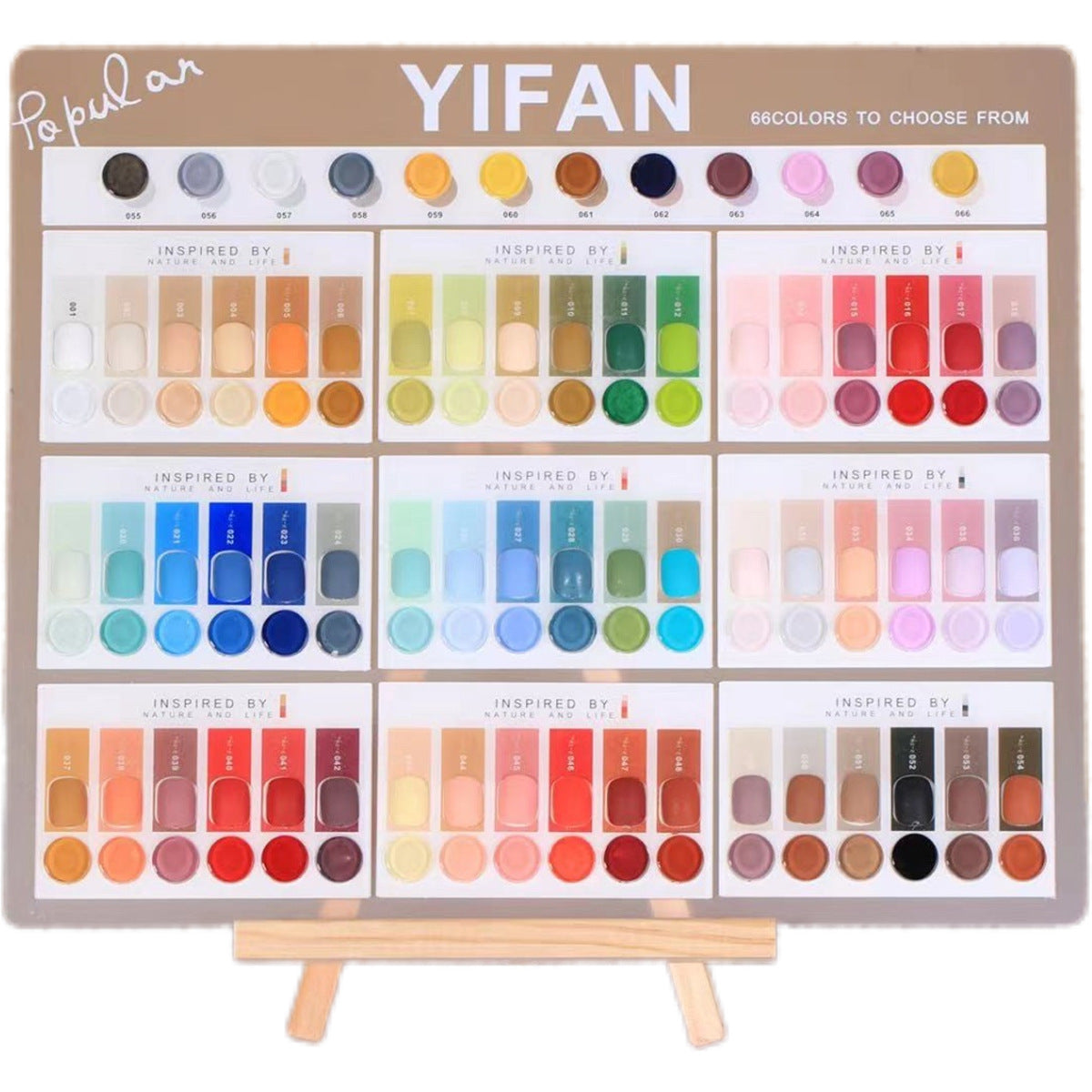 YIFAN 66 Colors Gel Nail Polish Kit 15ml/pcs (with Display Board)