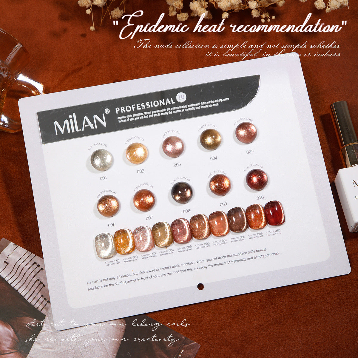 MILAN 10 Colors Autumn Cat's Eye Gel Nail Polish Kit 15ml/pcs (with Display Board)