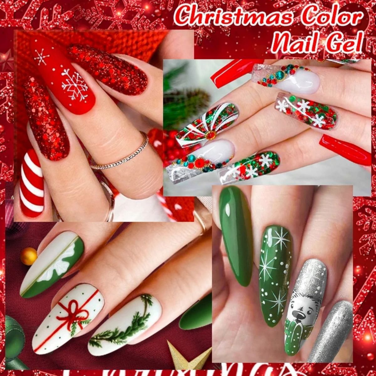 Christmas 10 Colors Nail Gel Polish Set Popular Nude Red Green Gold Silver Glitter Nail Polish Salon Gel Manicure Diy At Home Nail Art 7.3ml*10colors/set