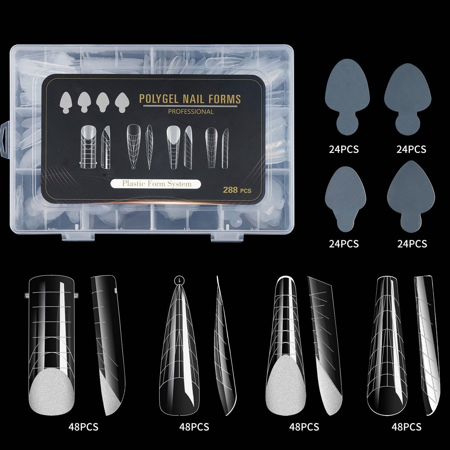 288pcs Polygel Nail Forms