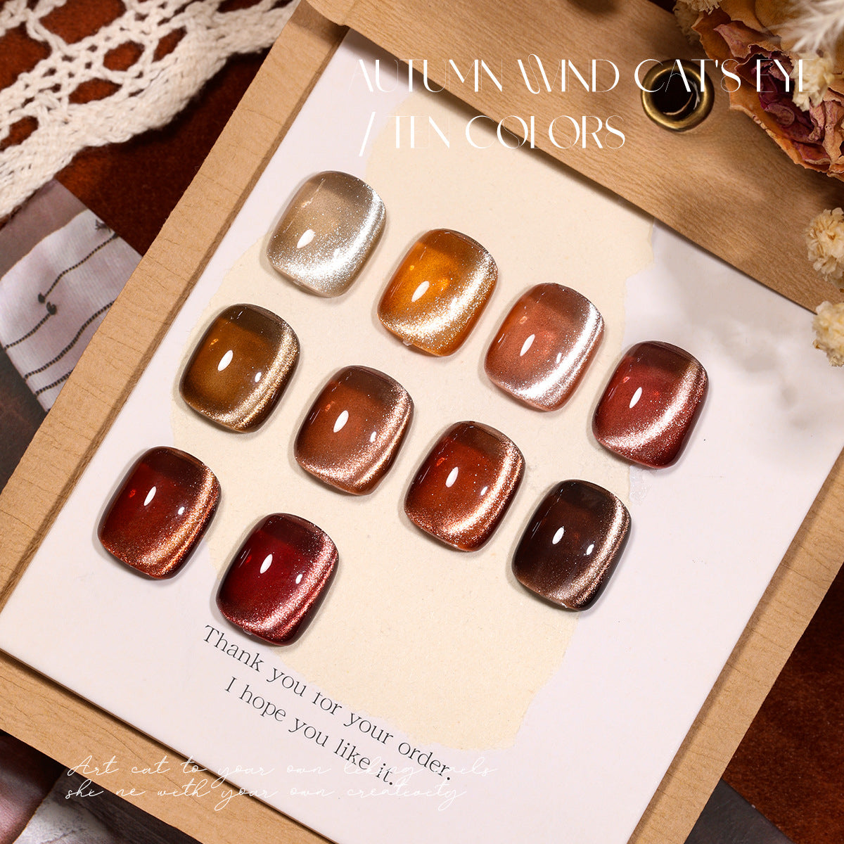 MILAN 10 Colors Autumn Cat's Eye Gel Nail Polish Kit 15ml/pcs (with Display Board)