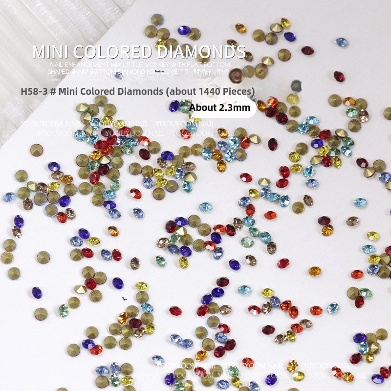 1440pcs Mixed Color Nail Art Flatback Rhinestones