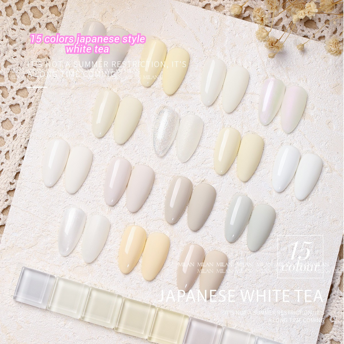 MILAN 15 Colors White Gel Nail Polish Kit 15ml/pcs (with Display Board)