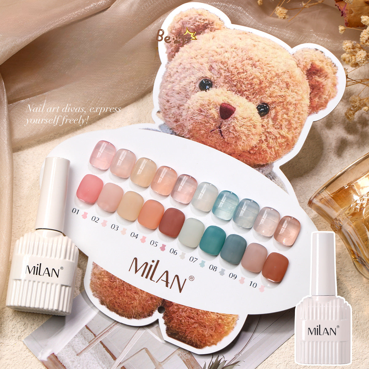 MILAN 10 Colors Sheer Gel Nail Polish Kit 15ml/pcs