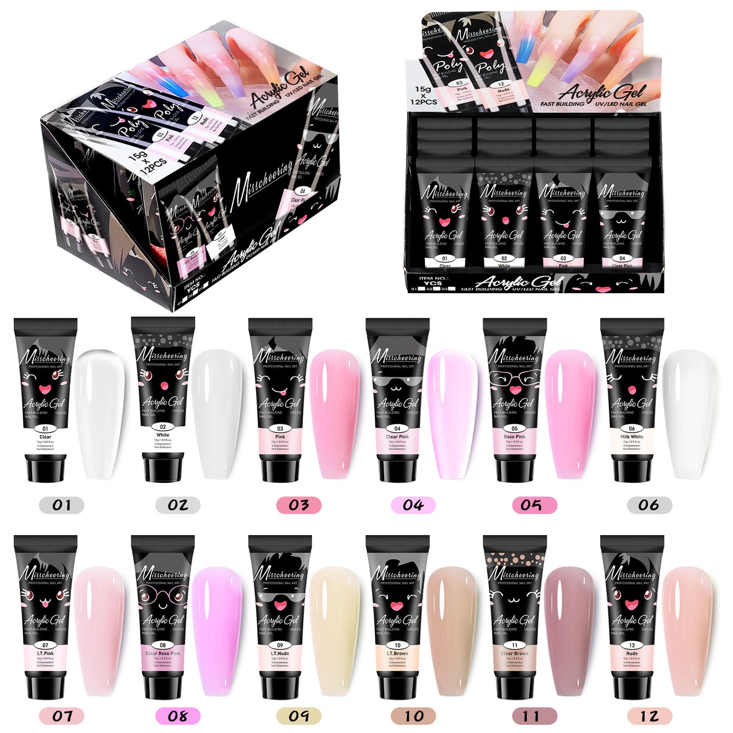 Misscheering Glitter Poly gel 12 Color 15g