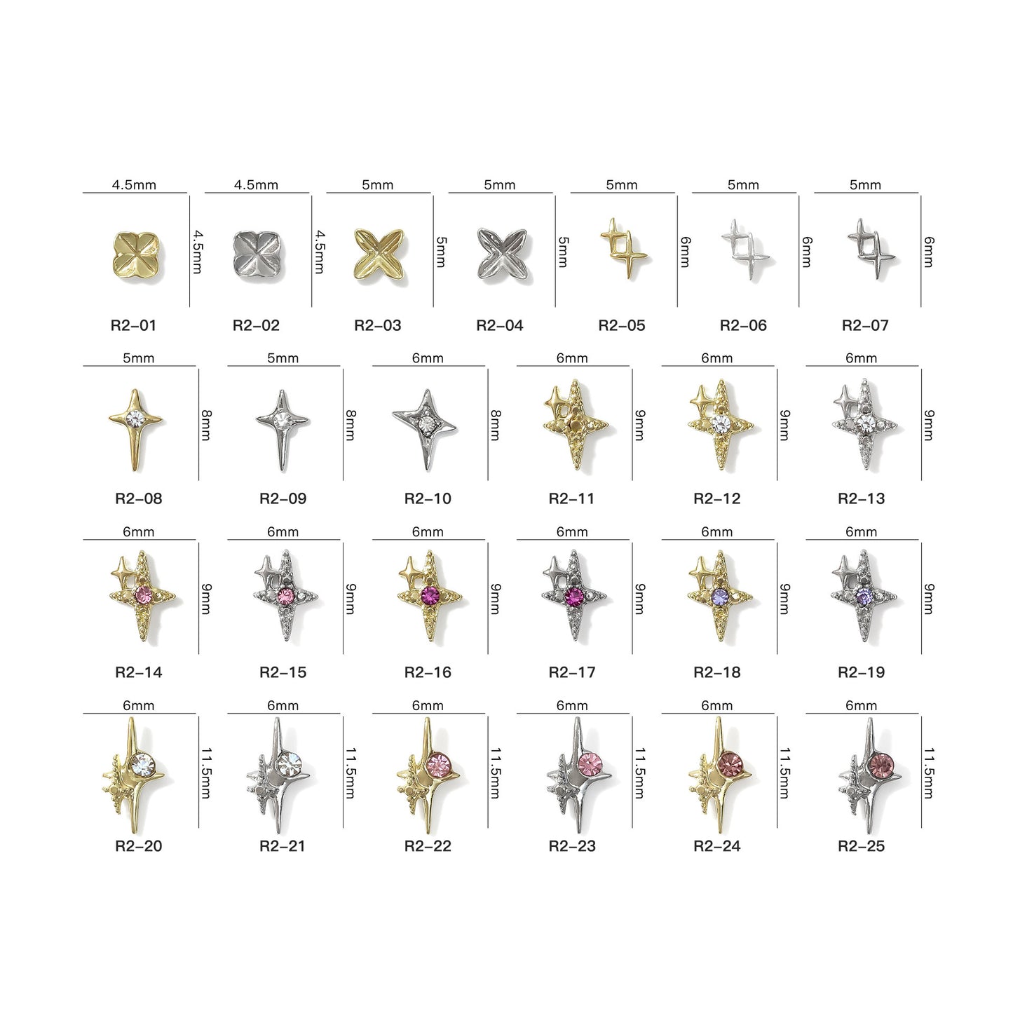 10PCS Sliver Star Nail Charms