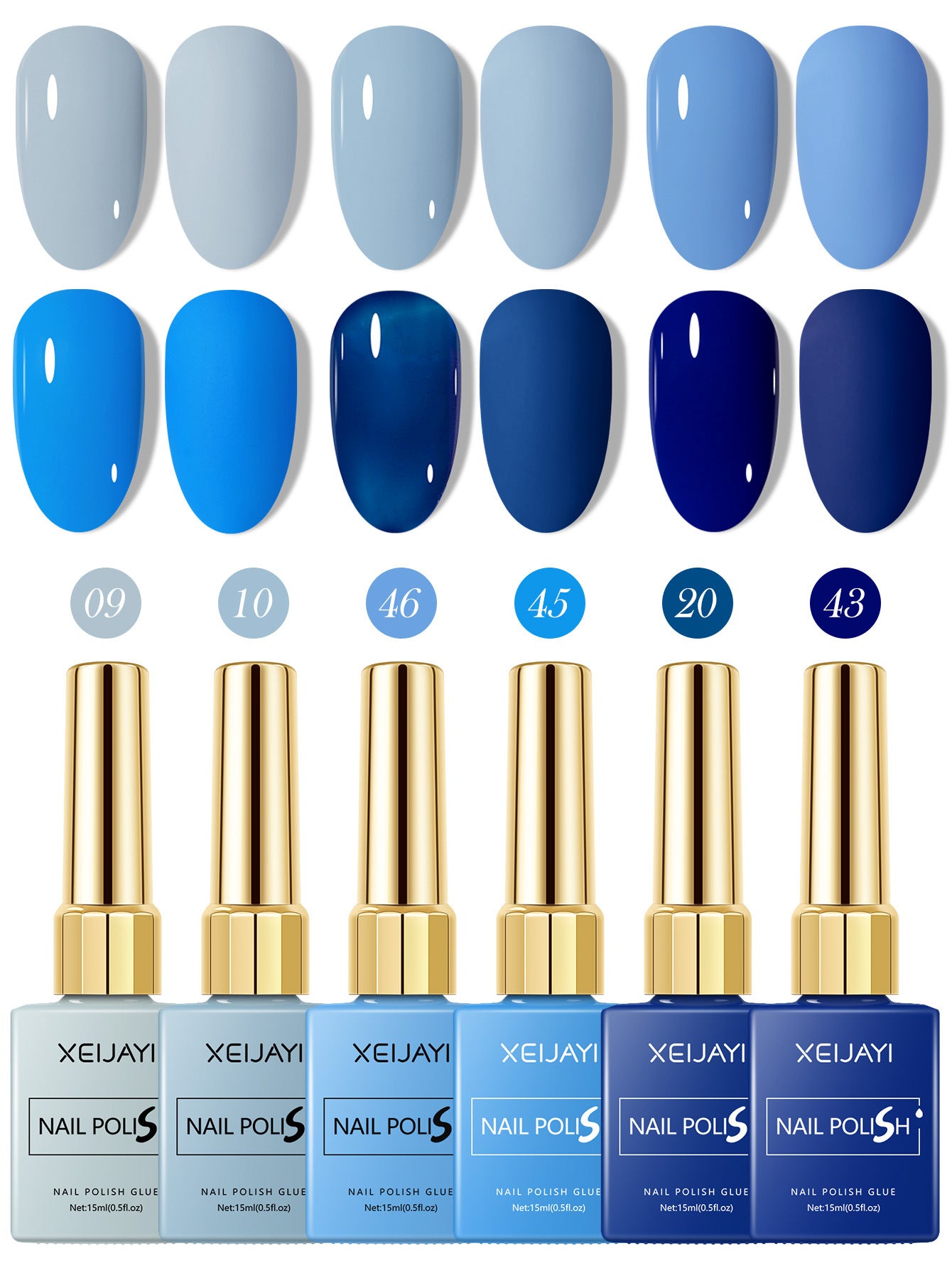 6 Colors Blue Series Gel Nail Polish