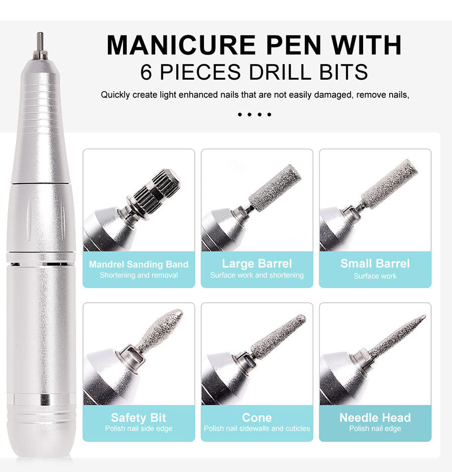 45000 RPM Portable Electric Nail Polisher with Bits LED Display