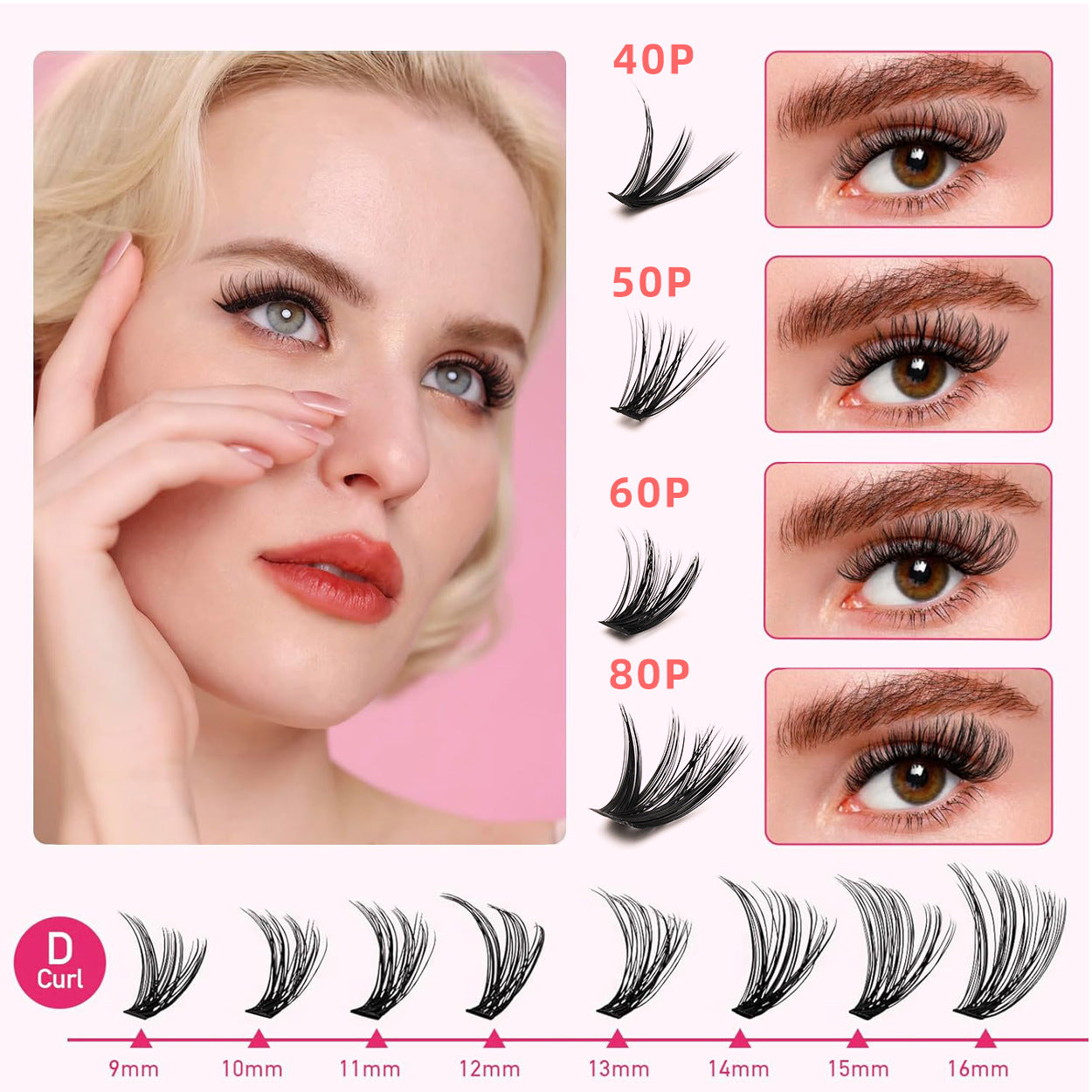 40P 50P 60P 80P Diy Cluster Eyelashes