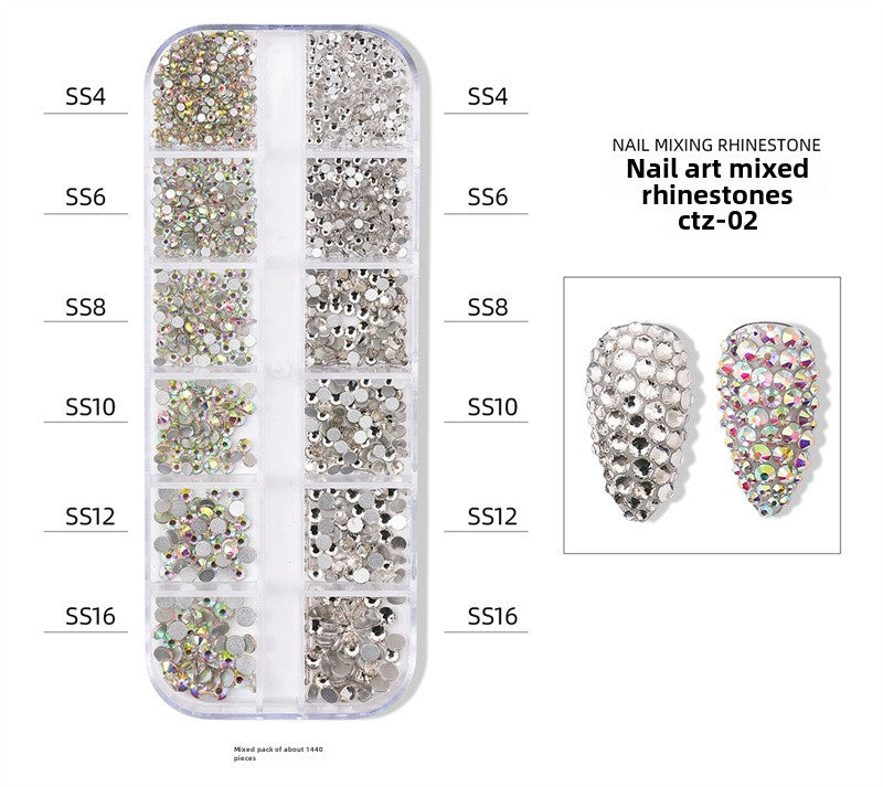 Nail Art Rhinestone Kits Flatback Colorful Rhinestones Crystals AB