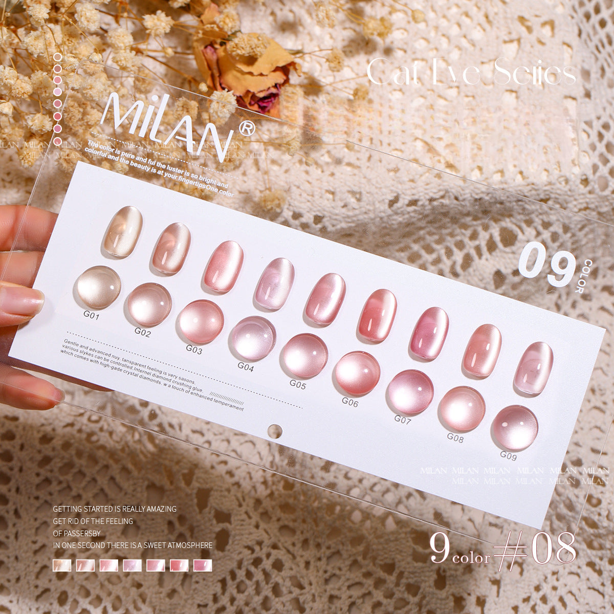 MILAN 10 Colors Cat's Eye Gel Nail Polish Kit 15ml/pcs (with Display Board)