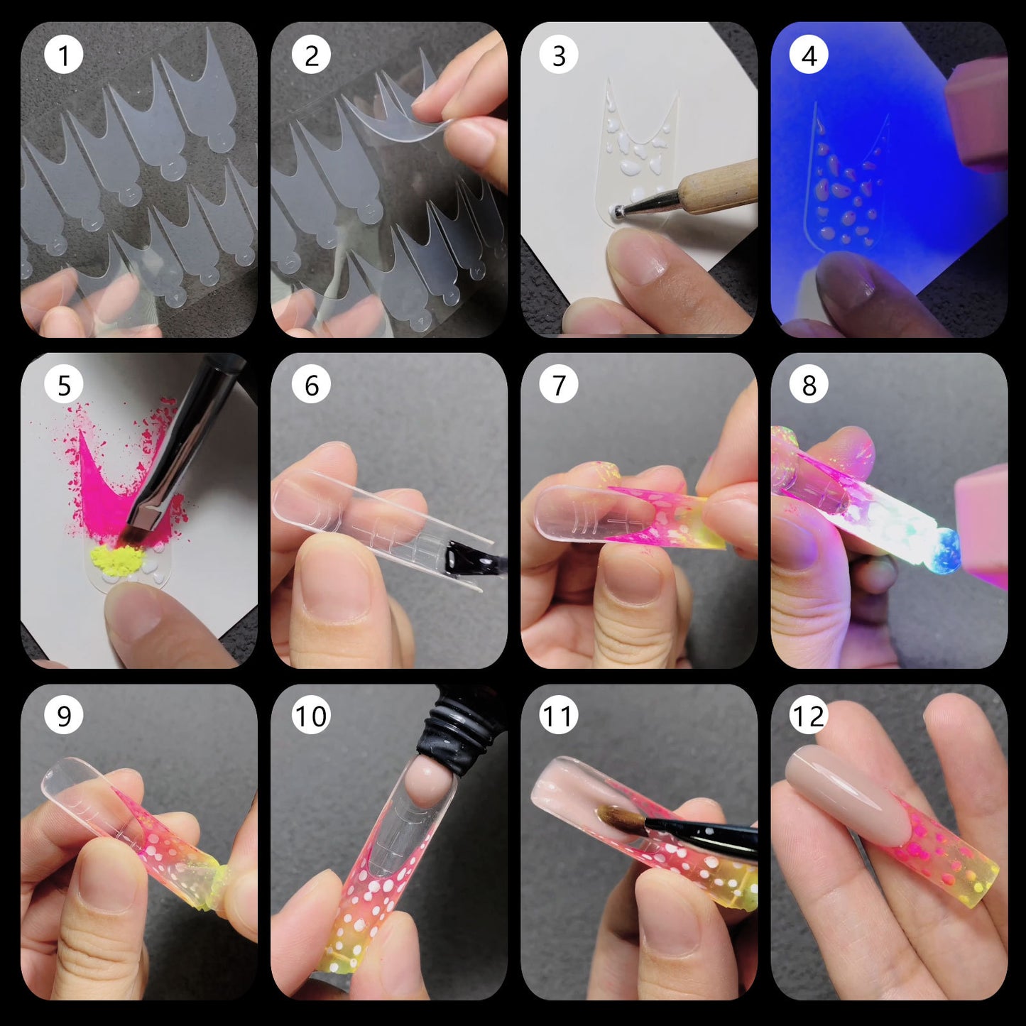 1 Sheet Nail Forms Mould Sticker 12pcs