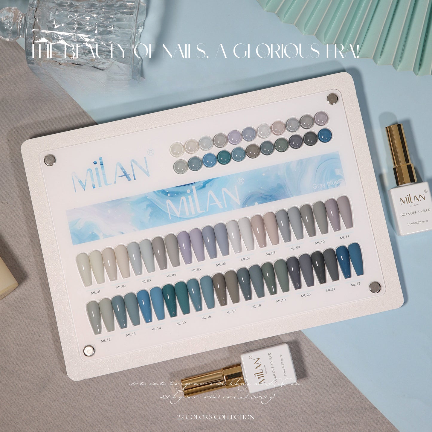 MILAN 22 Colors Gel Nail Polish Kit 15ml/pcs (with Display Board)