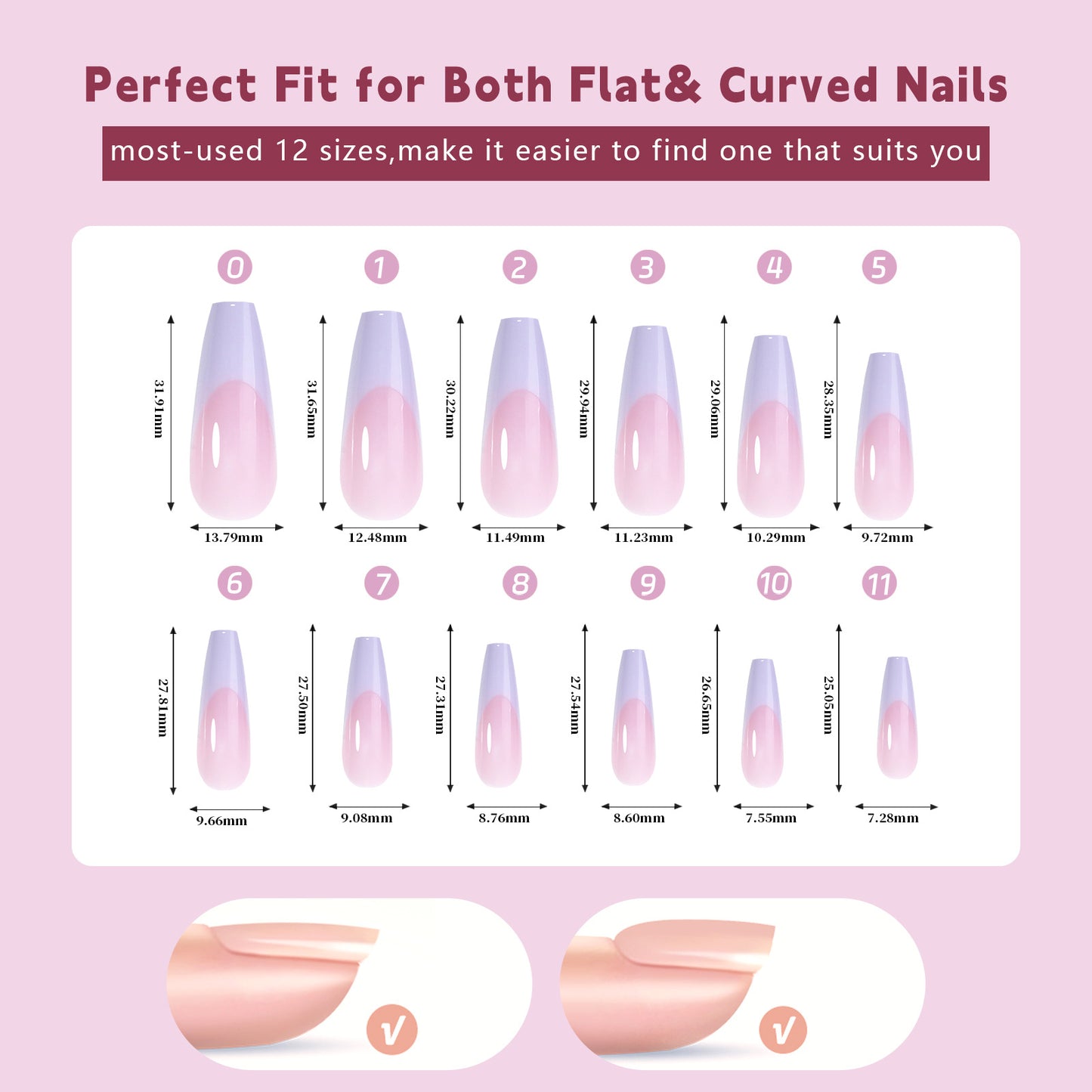 288pcs French Press On Nails