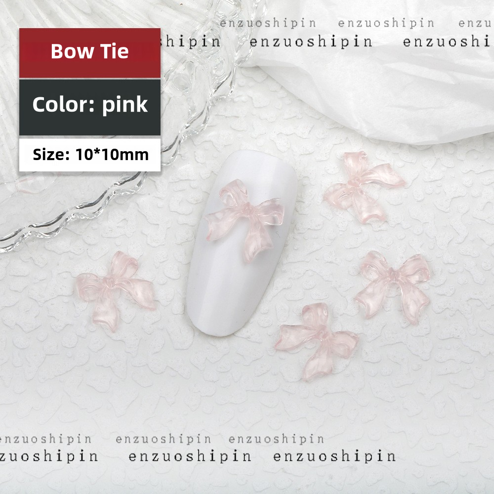 100PCS Pink Bow Nail Charms