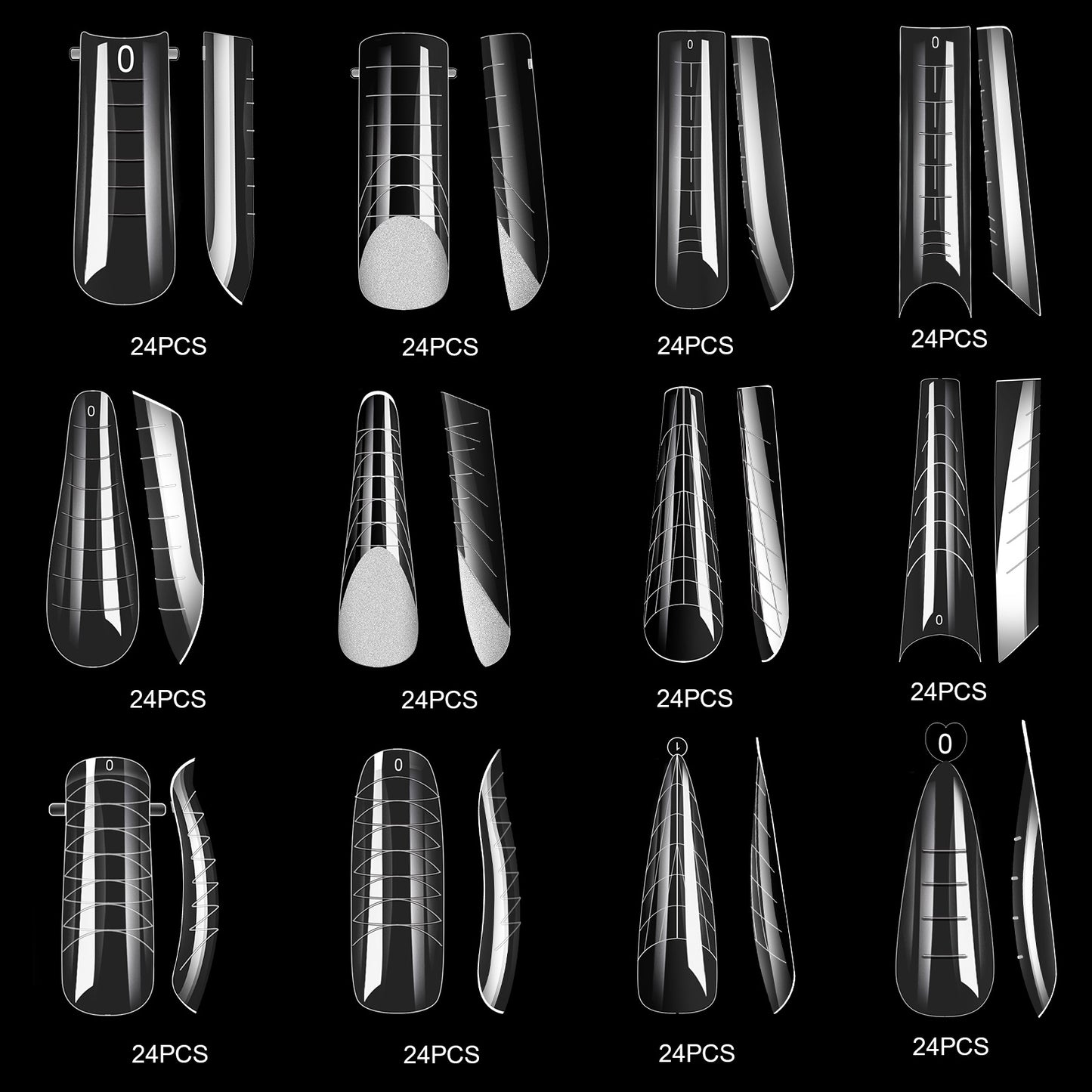 12 Type Dual Nail Forms for Polygel 288pcs