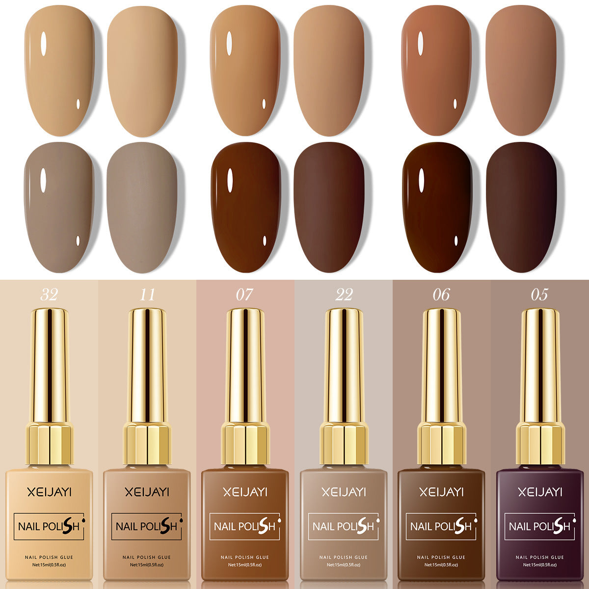 6 Colors Brown Series Gel Nail Polish