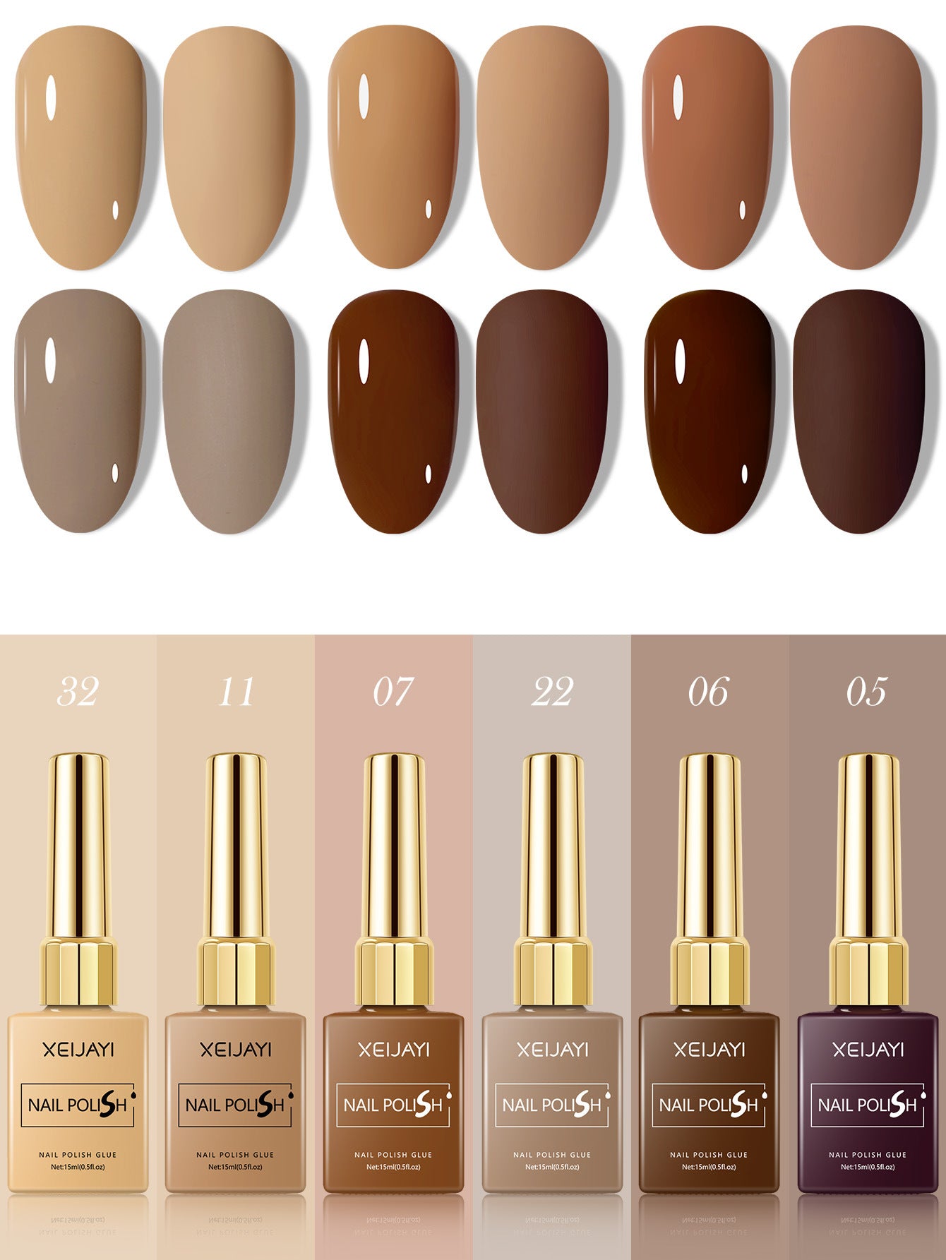 6 Colors Brown Series Gel Nail Polish
