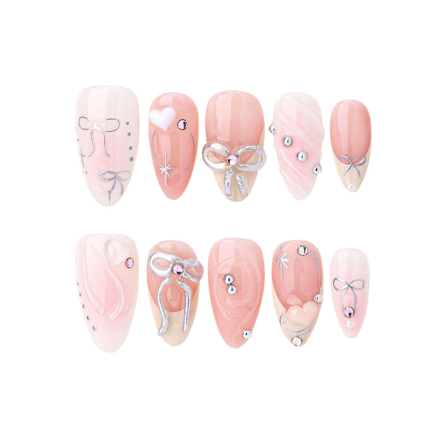 Ribbon Fantasia Handmade Press On Nails