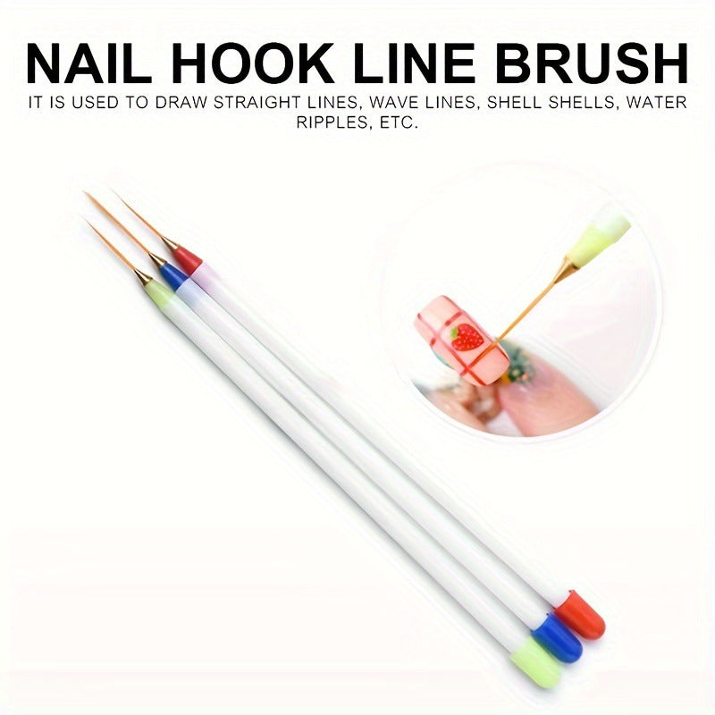 3pcs/set Professional Fine Drawing Striping Liner Gel UV Manicure Tool