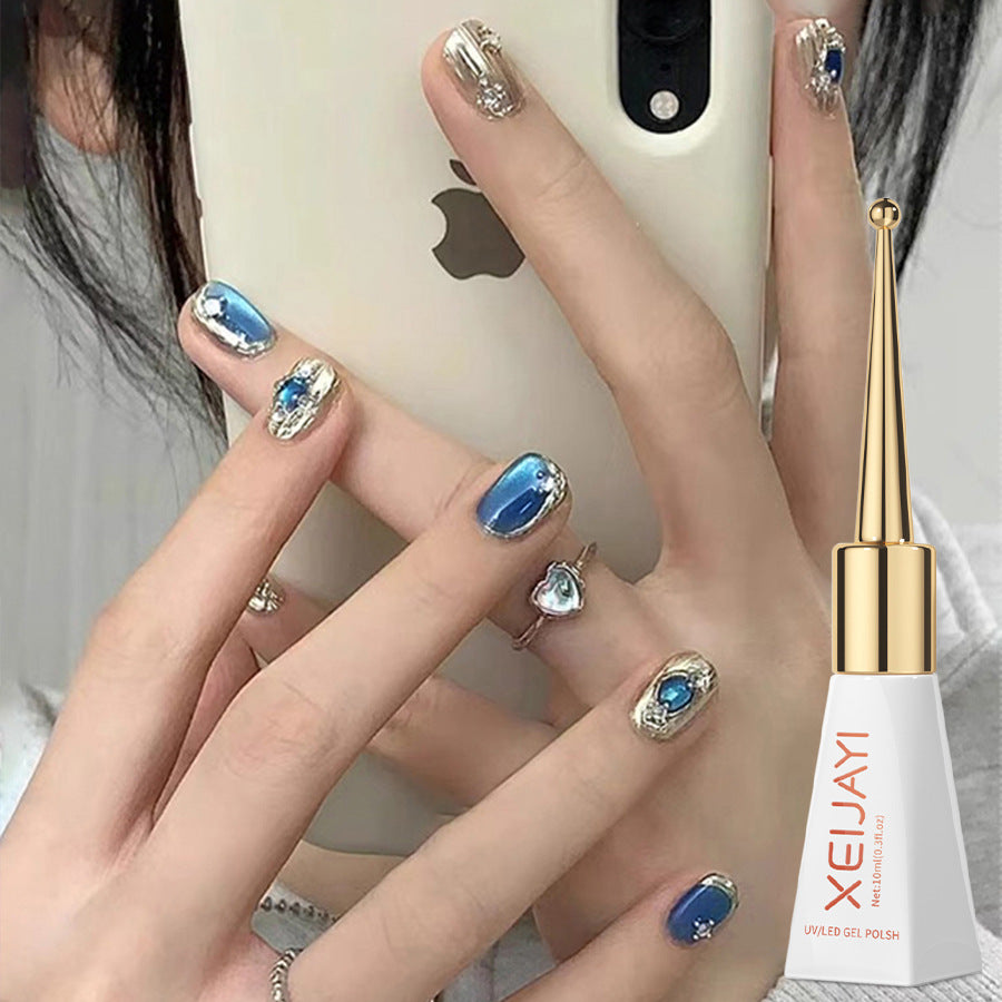 Sky Blue Dark Night Blue Cat's Eye Gel Polish Soak Off UV Salon Gel Manicure Diy At Home Nail Art 10ml/0.3fl.oz