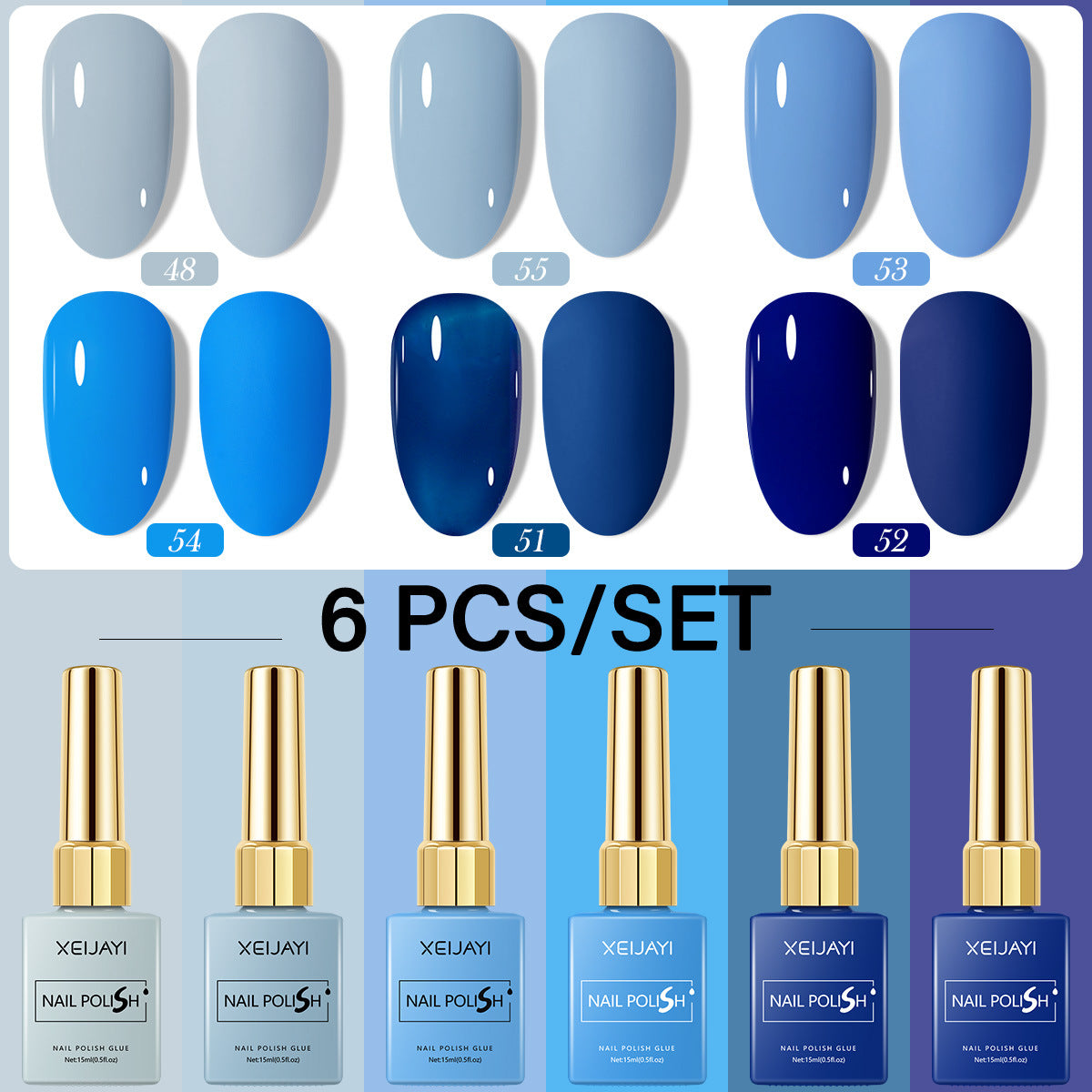 6 Colors Blue Series Gel Nail Polish